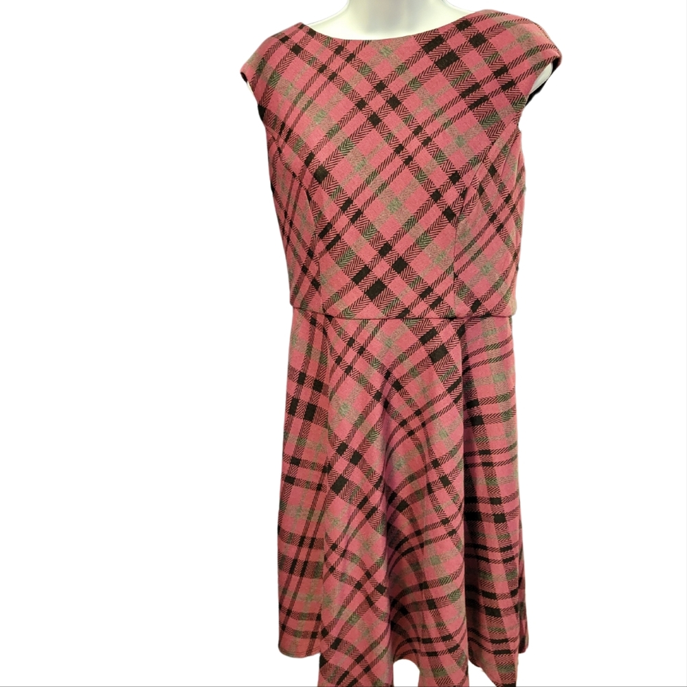 Maggy London Magenta Plaid Sleeveless Dress